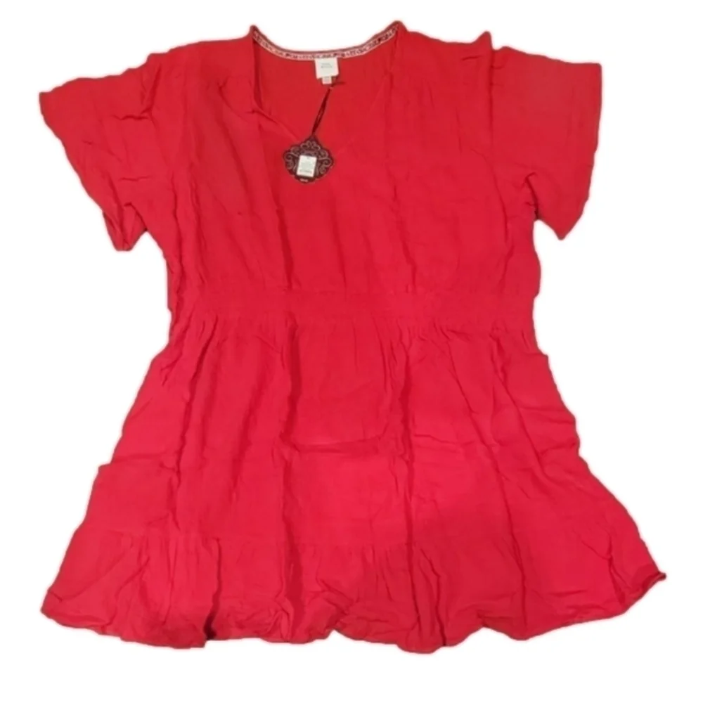 Plus Size 4X Knox Rose Women's Flutter Short Sleeve Gauze A-Line Dress